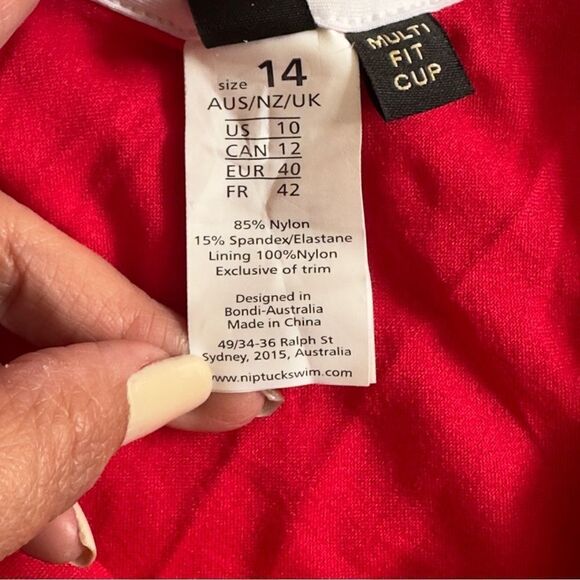 NIPTUCK Red White Polka White Mesh Backless Tankini Swim Top Size 10 - Picture 11 of 11